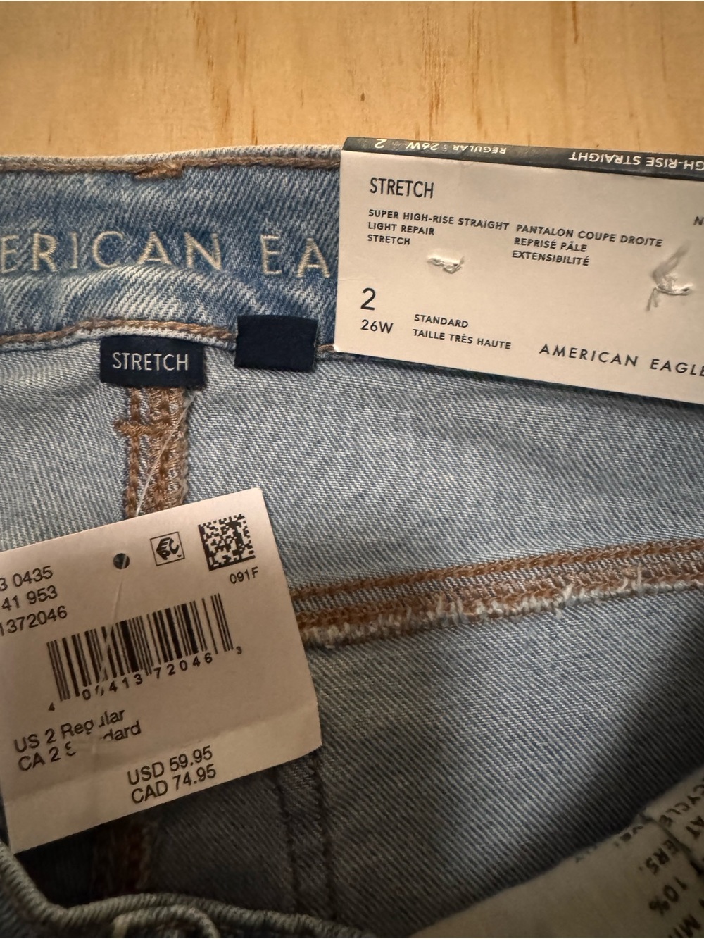 American Eagle Outfitters Light Blue High-Rise Stretch Jeans